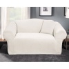 Sure Fit Stretch Stone White Loveseat Slip Cover