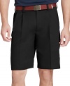 Double pleat shorts by Izod is made from cotton for all day breathability and comfort.