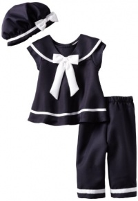 Rare Editions Girls 2-6X Nautical Capri Set, Navy/White, 2T