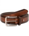 Boost your accessories collection with this classic two-tone leather belt by Tommy Hilfiger.