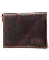 This rugged wallet from Fossil adds some haberdashery style to your accessorized look.