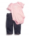 GUESS Kids Girls Baby Bodysuit & Legging Set, LIGHT PINK (6/9M)