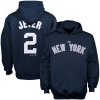 MLB Majestic New York Yankees #2 Derek Jeter Youth Navy Blue Player Hoodie Sweatshirt