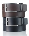 With a look so sleek, you'll want this Calvin Klein belt in black and brown.