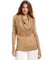 MICHAEL Michael Kors puts a western-inspired spin on the cowlneck sweater by adding a luxe layer of fringe.