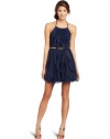 Teeze Me Juniors Glitter Halter Dress, Navy, 7