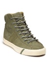 An updated hi-top sneaker, rendered in luxuriously soft nubuk leather, leather laces and camouflage lining.