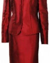 Kasper Women's Gold Standard Floral Neck Skirt Suit 20W Red [Apparel]