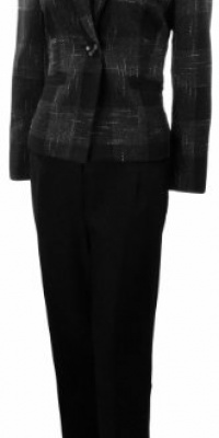 Evan Picone Women's Middleton Plaid Pant Suit Black/Ivory