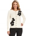 Floral appliques at the front of this Charter Club sweater make a cheerful statement. Gorgeous with denim and charming with printed pants too!