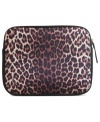 Animal attraction. Lucky Brand aims to land a spot among the best iPad cases with this leopard-print neoprene iPad case. Approximate length: 9-3/4 inches. Approximate height: 8 inches. Approximate width: 3/4 inches.