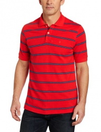 IZOD Men's Big-Tall Stripe Pique Polo, High Risk Red, Large