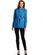 Larry Levine Women's Water Resistant Double Breasted Lightweight Trench Coat