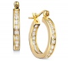 B. Brilliant 18k Gold over Sterling Silver Cubic Zirconia Hoop Earrings