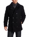 London Fog Men's Admiral Double Breasted Notch Collar Peacoat