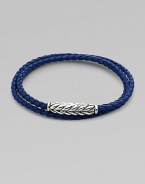 Brightly-hued woven leather with magnetic chevron clasp of sterling silver.LeatherLength, about 24Imported