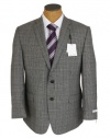 Calvin Klein Mens 2 Button Gray Plaid Slim Fit Wool Sport Coat Jacket