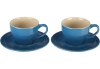 Le Creuset Stoneware Set of 2 Cappuccino Cups and Saucers, Marseille