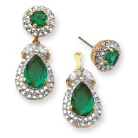 Kennedy Replica Swarovski Crystal Emerald Drop Earrings - JewelryWeb