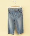 Getting him ready for play time will be a breeze with these versatile denim jeans from First Impressions. (Clearance)