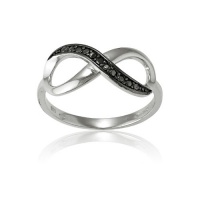 Sterling Silver Black Diamond Infinity Figure 8 Ring. Available in sizes 5 - 5.5 - 6 - 6.5 - 7 - 7.5 - 8 - 8.5 - 9 - 9.5 - 10