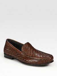 Hand burnished and hand-woven Italian leather offers this slip on loafer unparalleled style.Leather upperLeather liningPadded insoleLeather soleMade in Italy