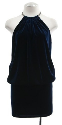 Laundry by Shelli Segal Deep Atlantic Velvet Blouson Halter Dress 10