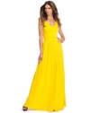 GUESS by Marciano Solid Malibu Cutout Maxi Dress, LEMON DROP (XS)