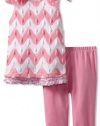 Bonnie Jean Girls 2-6X Flamestitch Legging Set, Pink, 2T