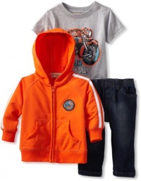 Kids Headquarters Baby-Boys Infant Hoody With Gray Tee And Blue Jean, Orange, 18 Months