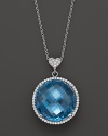 Lisa Nik 18K White Gold Blue Topaz and Diamond Pendant Necklace, 18