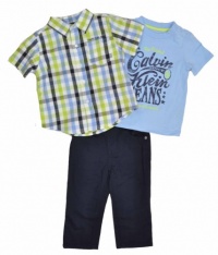 Calvin Klein Infant Boys Assorted Plaid 3Pc Pant Set (12M)