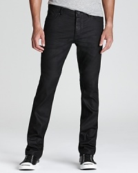 A club-ready jean in coated cotton with a bit of stretch provides just enough give for all your dance moves. But if you want to hang back and play it low-key, they'll accommodate your look with ease. A trending-now denim style from John Varvatos USA.