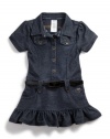 GUESS Kids Girls Belted Knit Denim Dress, INDIGO (5/6)