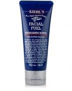 Facial Fuel Energizing Scrub Skin Buffer for Men. This vitamin enriched skin polisher sloughs away dead skin cells and other impurities with natural ingredients such as apricot kernels, caffeine, menthol, vitamin E, lemon and orange peel extract. Creates a smoother, more even-toned look Invigorates and refreshes skin Breaks down tough hair for a closer shave Minimizes ingrown hairs 3.4 oz.