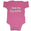 So Relative! - I Love My Big Sister (White Text) - Baby Infant Short Sleeve Bodysuit Creeper (Assorted Colors & Sizes) (Raspberry, 6 Months)