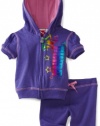 Puma - Kids Baby-girls Infant French Terry Hoodie And Capri, Purple, 24 Months