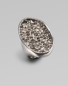 A pool of sparkling Swarovski crystals in an over-sized oval shape that truely makes a statement. Swarvoski crystalsRutheniumWidth, about 1½Imported