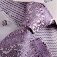 Purple Mens Fashion Tie Medium Orchid Patterned Woven Silk Neckie Hanky Cufflinks Gift Box Set Y&g Mens Tie Set H8002