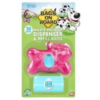 Bags on Board Marble Bone Dispenser, Pink, 30 Bags