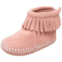 Minnetonka Vecro Back Flap Bootie (Infant/Toddler),Pink,1 M US Infant