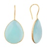 18KT Gold Vermeil Chalcedony Aqua Blue Teardrop Earrings 925 Sterling Silver Bezel Set Gemstone Drops