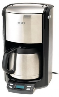 KRUPS FMF514 Programmable 10-Cup Coffee Maker with?Double Wall Thermal Carafe?and LED control panel,?Black