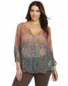 Lucky Brand Women's Plus-Size Sara Deco Royal Top