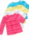 She'll be bright and sunny in one of these ruffle and tulle style tees by Epic Threads.