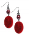 Crimson crystals, by Style&co. These drop earrings lend a lovely look with red beads and pave glass stones. Crafted in hematite tone mixed metal. Approximate drop: 2-1/8 inches.