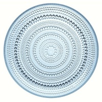 iittala Kastehelmi Dew Drop 10-1/2-Inch Diameter Round Glass Plates, Light Blue