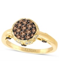 Rich and resplendent. Le Vian's sumptuously-sparkling oval-shaped ring features round-cut chocolate diamonds (1/2 ct. t.w.) and white diamond accents in a pave setting. Band crafted in 14k gold.