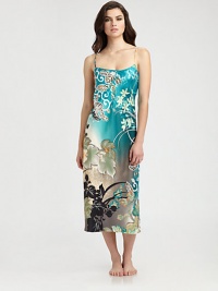 Lush flowers in tropical hues decorate this silky-smooth silhouette for a truly luxurious look. Wide scoopneckThin adjustable strapsAbout 46 from shoulder to hemPolyesterMachine washImported