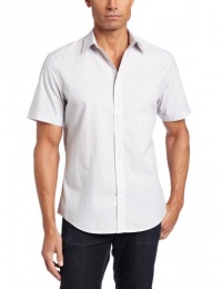 Perry Ellis Men's Short Sleeve Dot Dobby Stripe Woven Shirt